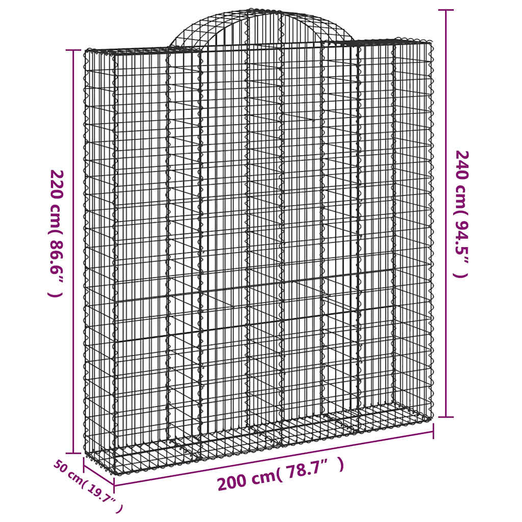 Lučne gabionske košare 9 kom 200x50x220/240cm pocinčano željezo