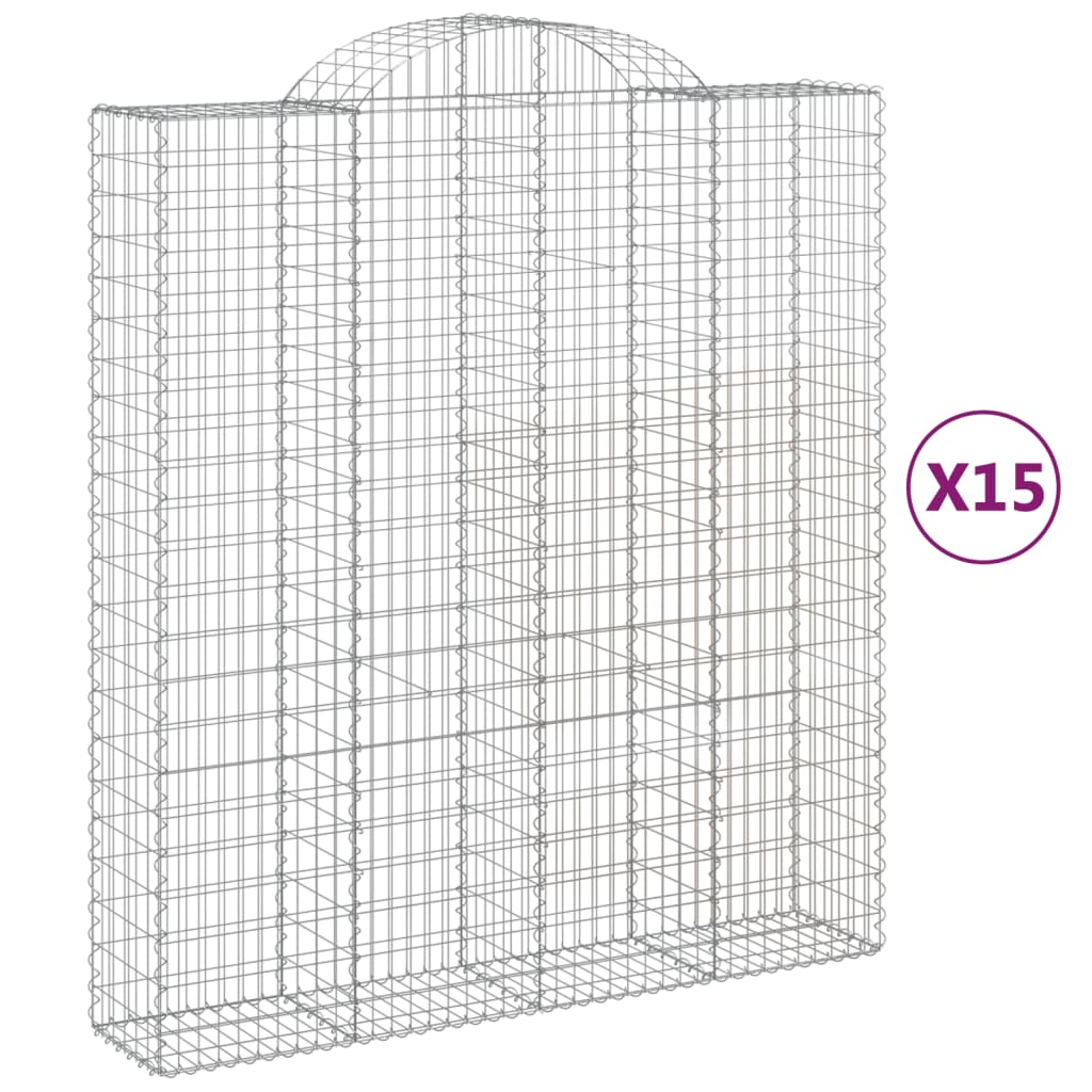 Lučne gabionske košare 15kom 200x50x220/240cm pocinčano željezo