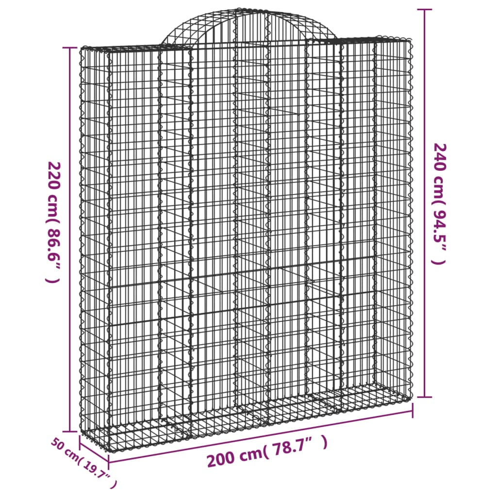Lučne gabionske košare 15kom 200x50x220/240cm pocinčano željezo
