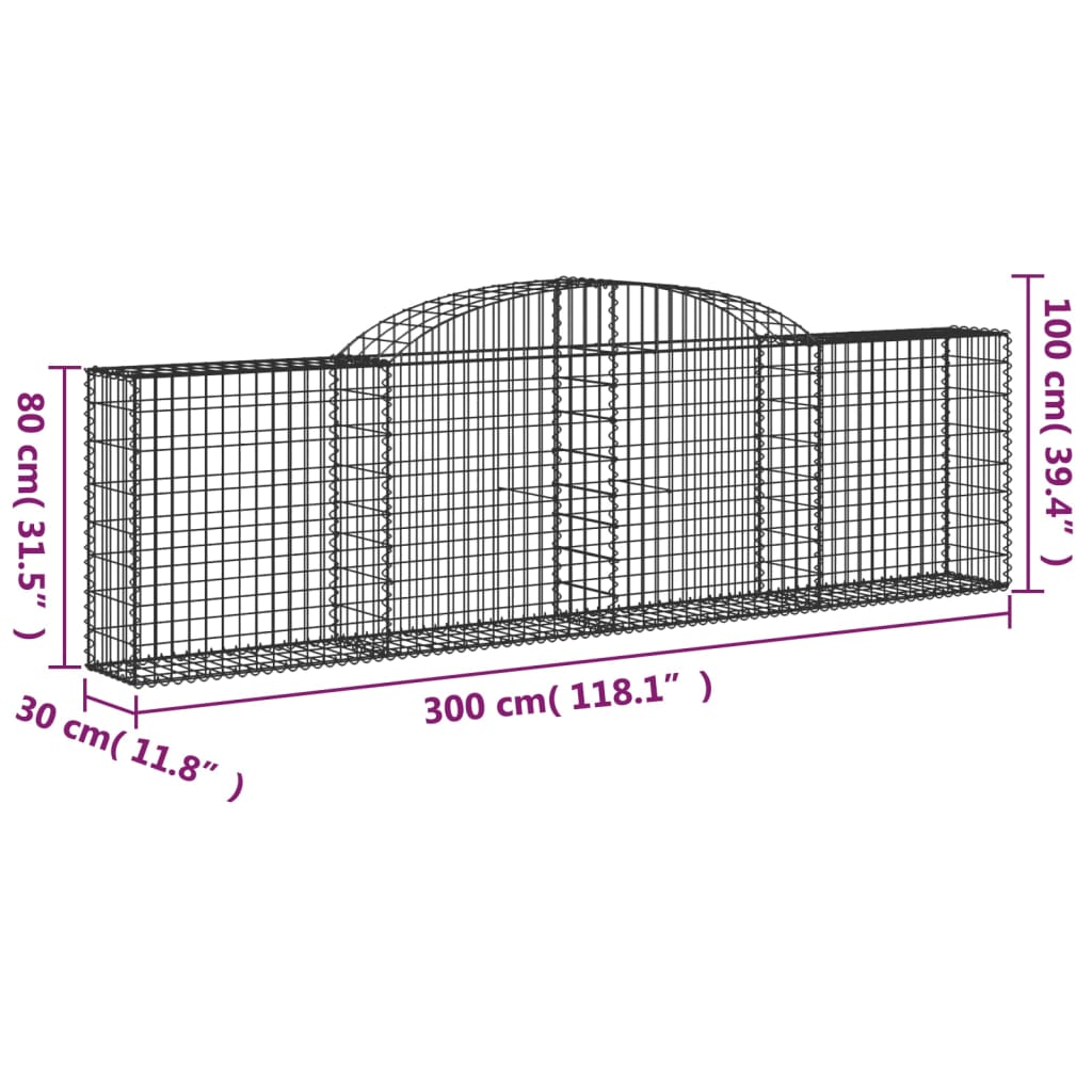 Lučne gabionske košare 2 kom 300x30x80/100 cm pocinčano željezo