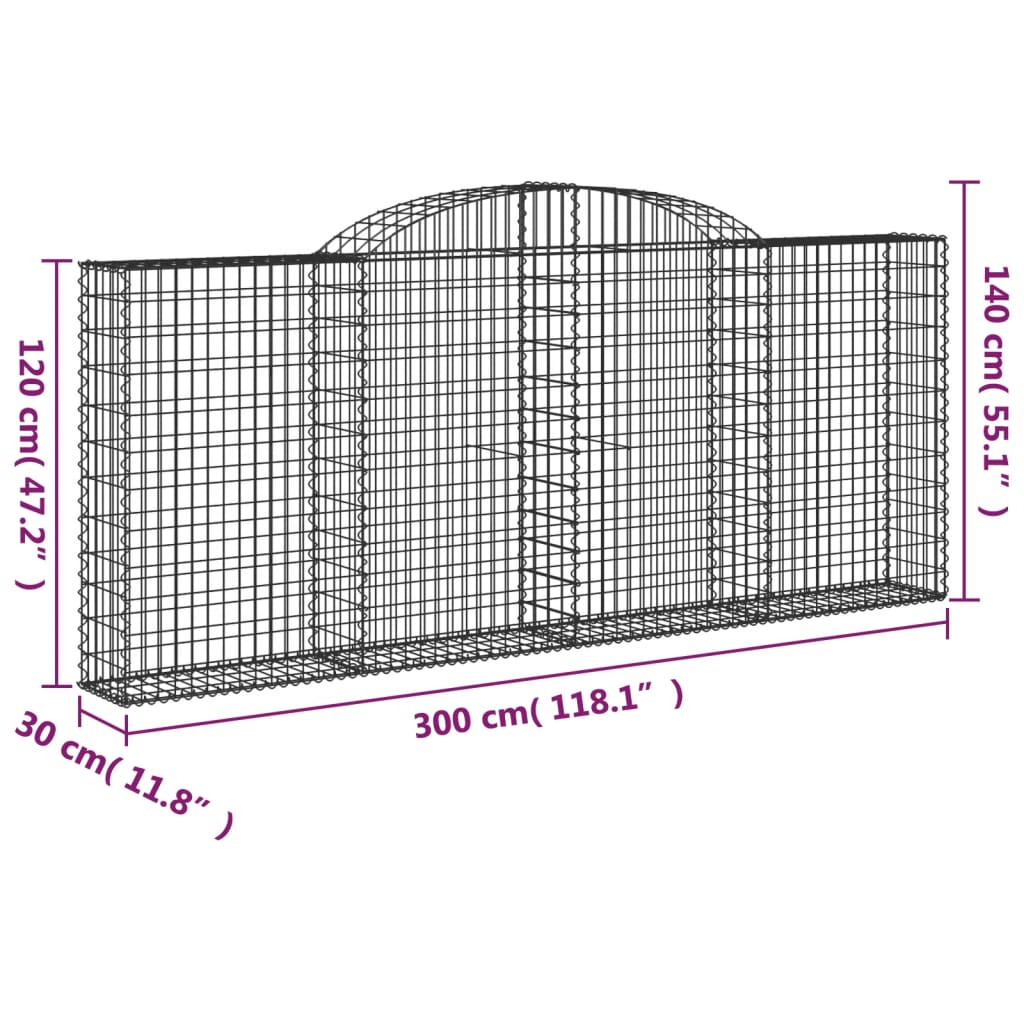 Lučne gabionske košare 12kom 300x30x120/140cm pocinčano željezo