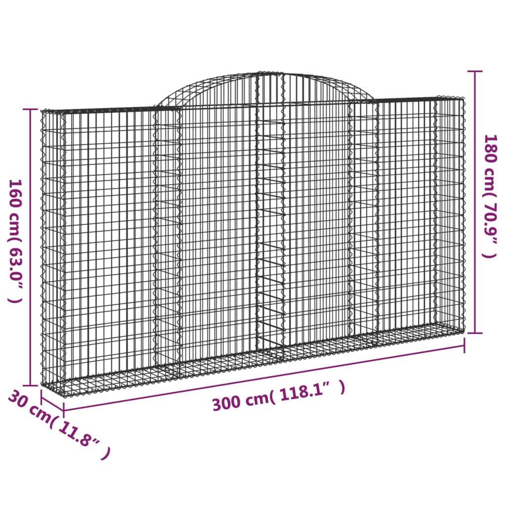 Lučne gabionske košare 4 kom 300x30x160/180cm pocinčano željezo