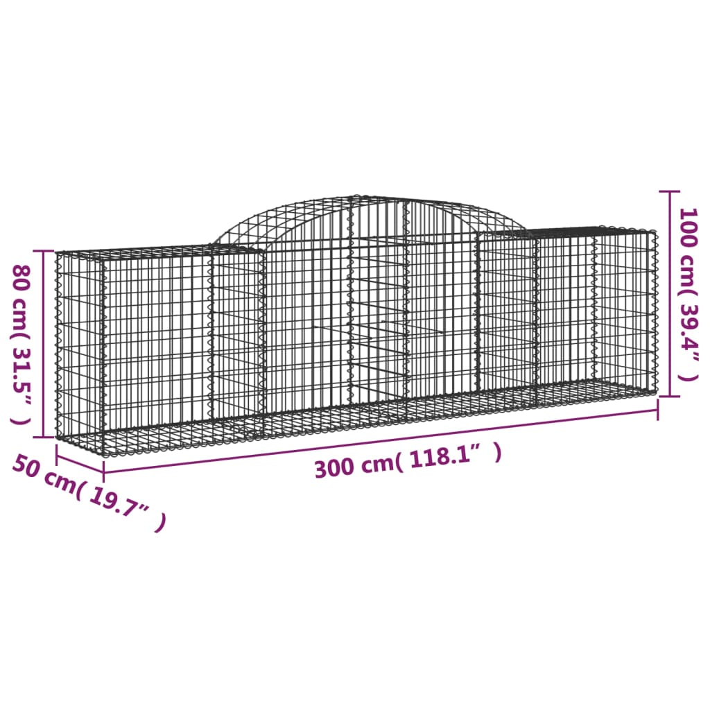 Lučne gabionske košare 25 kom 300x50x80/100cm pocinčano željezo
