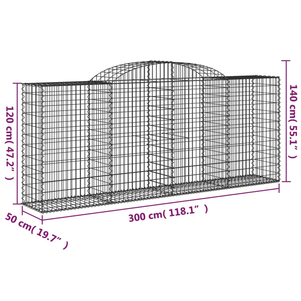 Lučne gabionske košare 5 kom 300x50x120/140cm pocinčano željezo