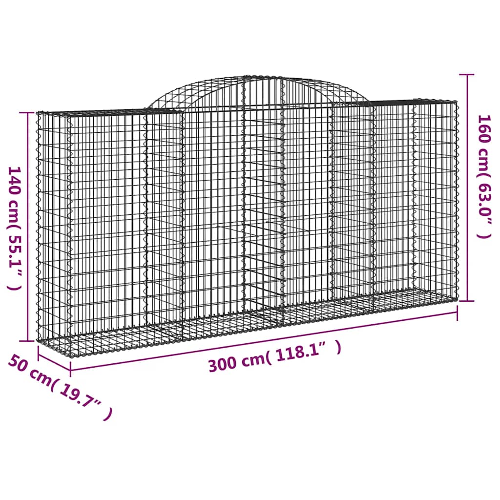Lučne gabionske košare 2 kom 300x50x140/160cm pocinčano željezo