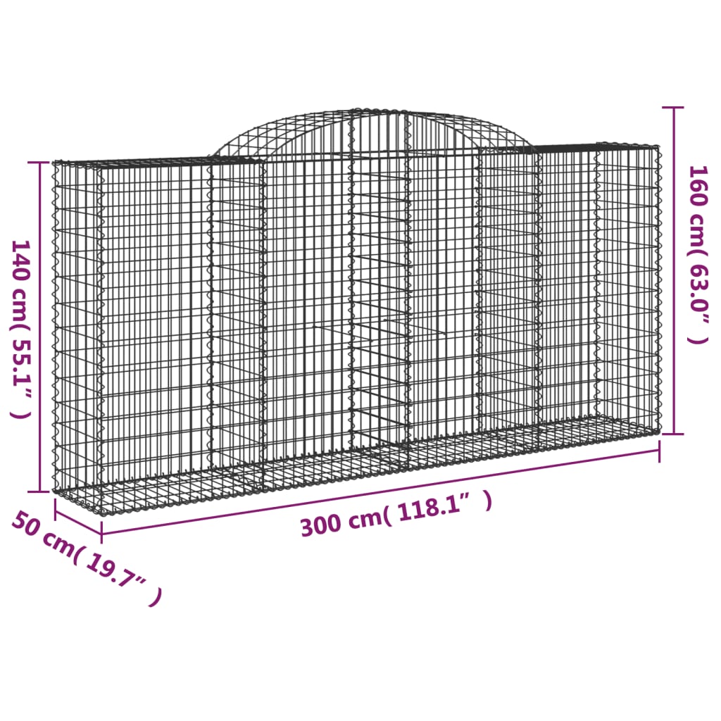 Lučne gabionske košare 7 kom 300x50x140/160cm pocinčano željezo