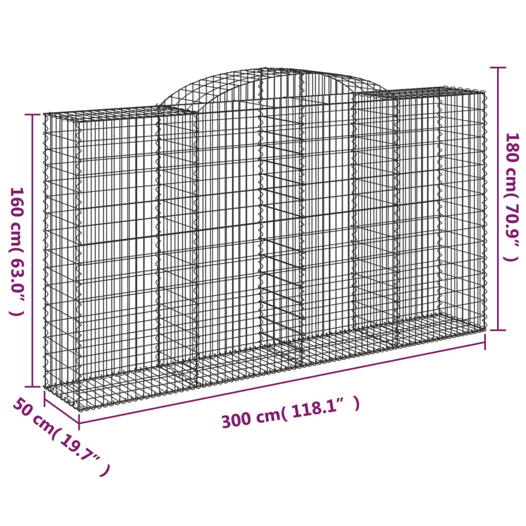 Lučne gabionske košare 4 kom 300x50x160/180cm pocinčano željezo