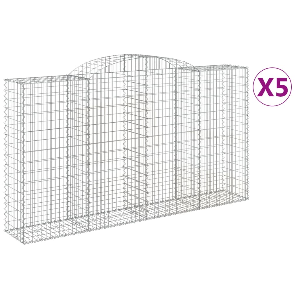 Lučne gabionske košare 5 kom 300x50x160/180cm pocinčano željezo