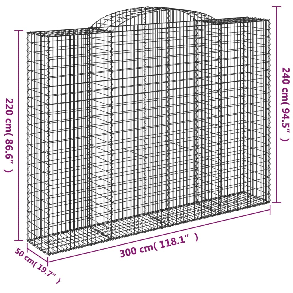 Lučne gabionske košare 3 kom 300x50x220/240cm pocinčano željezo