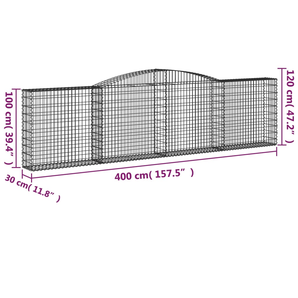 Lučne gabionske košare 3 kom 400x30x100/120cm pocinčano željezo