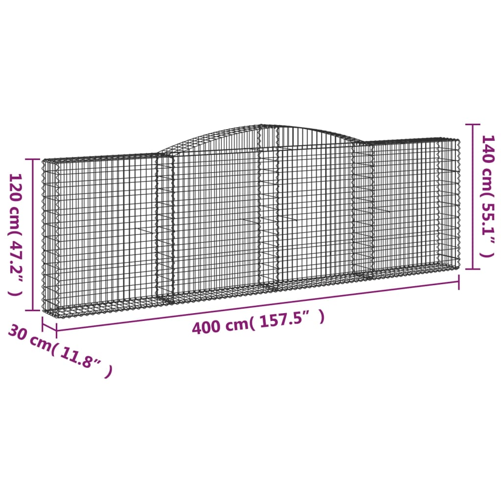 Lučne gabionske košare 8 kom 400x30x120/140cm pocinčano željezo