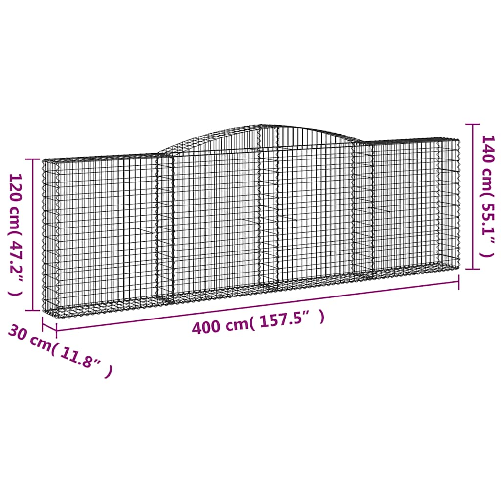 Lučne gabionske košare 9 kom 400x30x120/140cm pocinčano željezo