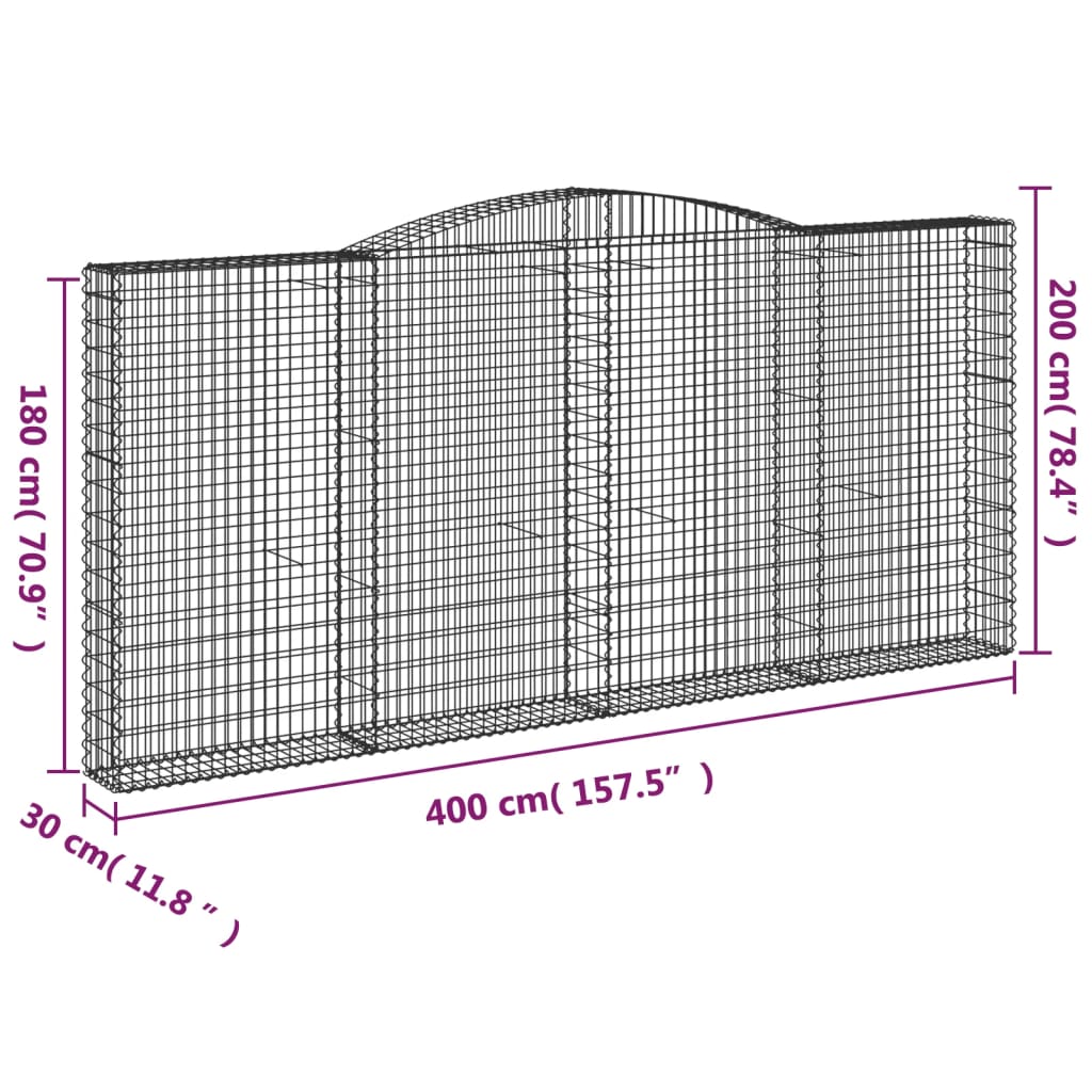 Lučne gabionske košare 5 kom 400x30x180/200cm pocinčano željezo
