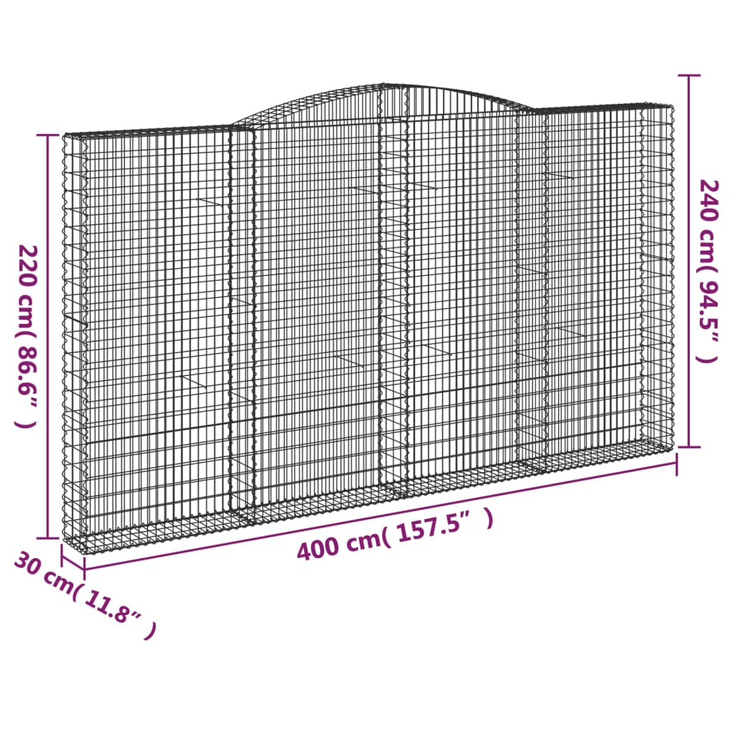 Lučne gabionske košare 5 kom 400x30x220/240cm pocinčano željezo