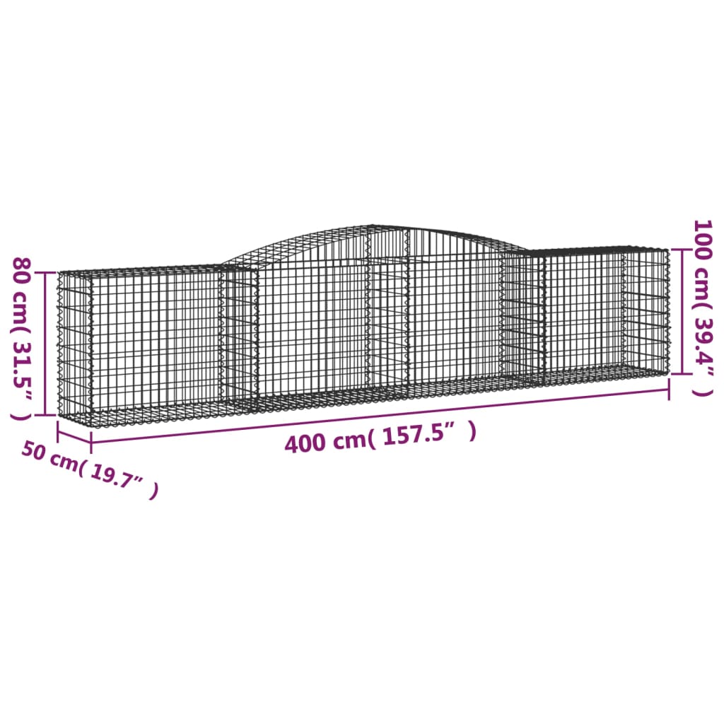 Lučne gabionske košare 25 kom 400x50x80/100cm pocinčano željezo
