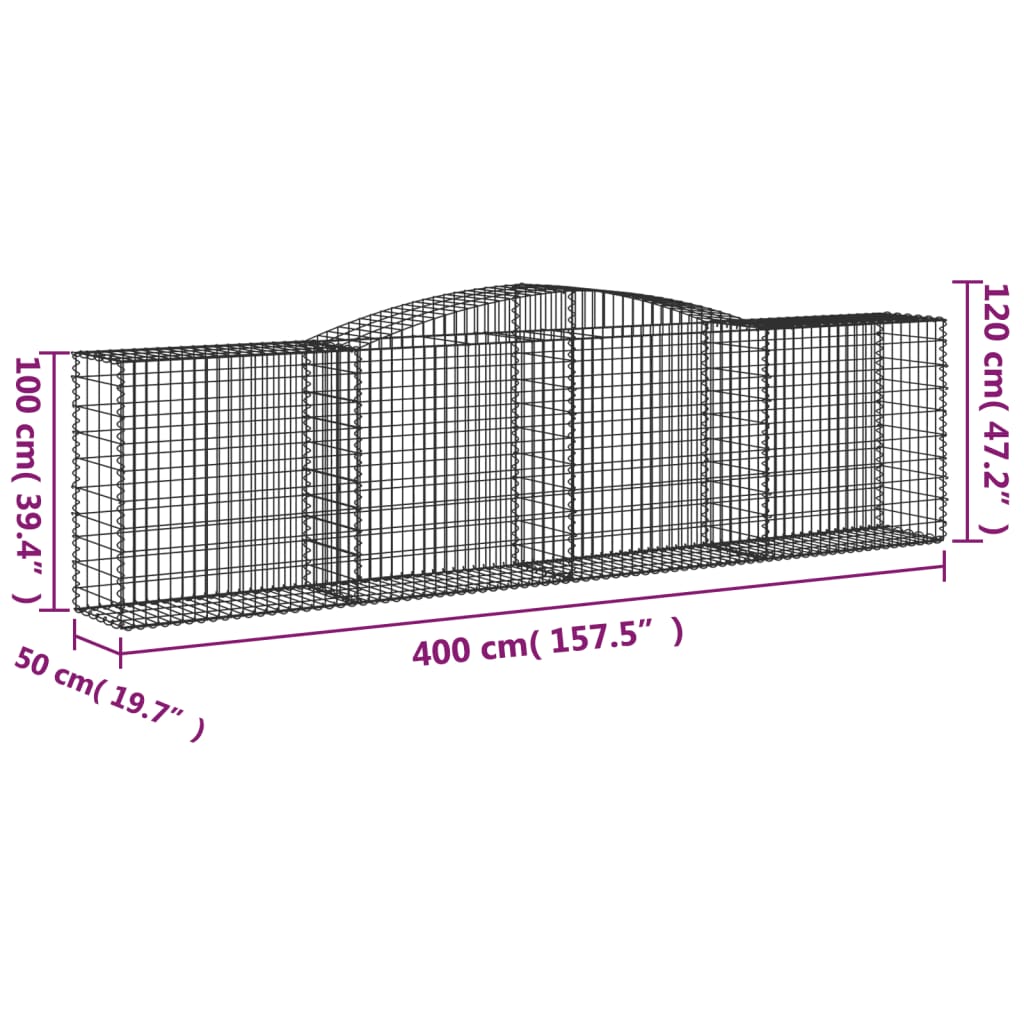Lučne gabionske košare 4 kom 400x50x100/120cm pocinčano željezo