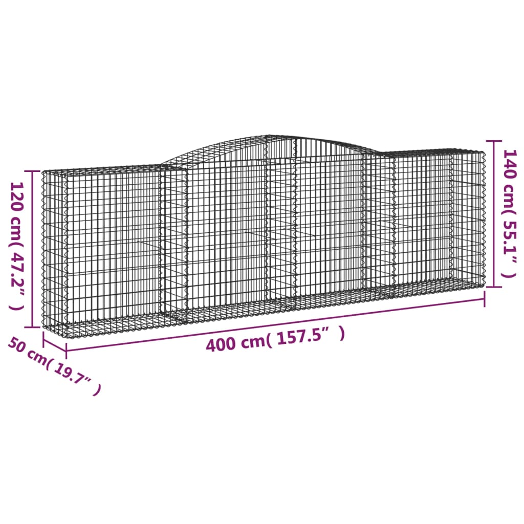 Lučne gabionske košare 25kom 400x50x120/140cm pocinčano željezo