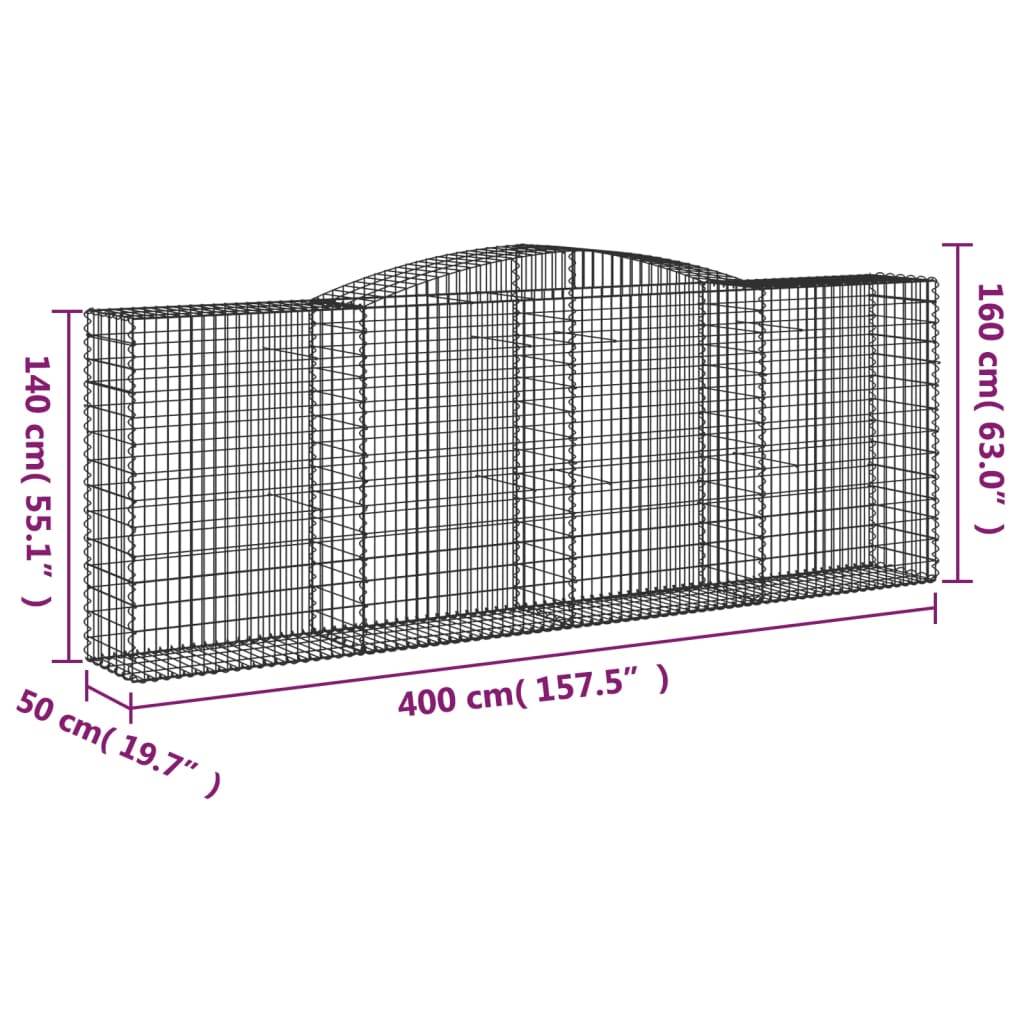 Lučne gabionske košare 8 kom 400x50x140/160cm pocinčano željezo