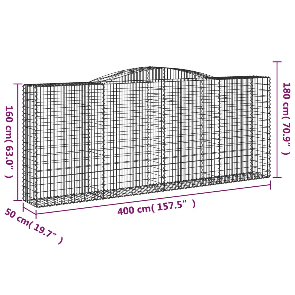 Lučne gabionske košare 3 kom 400x50x160/180cm pocinčano željezo