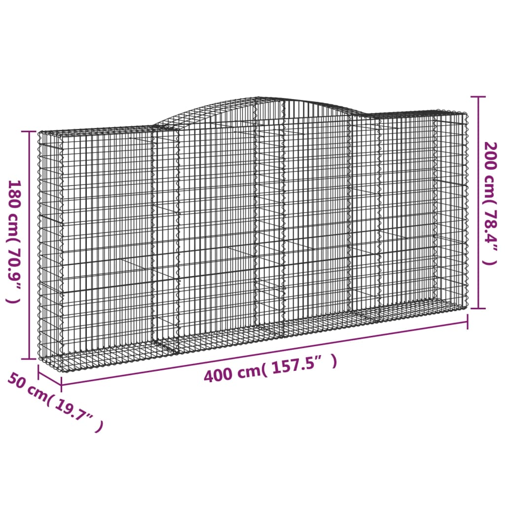Lučne gabionske košare 6 kom 400x50x180/200cm pocinčano željezo