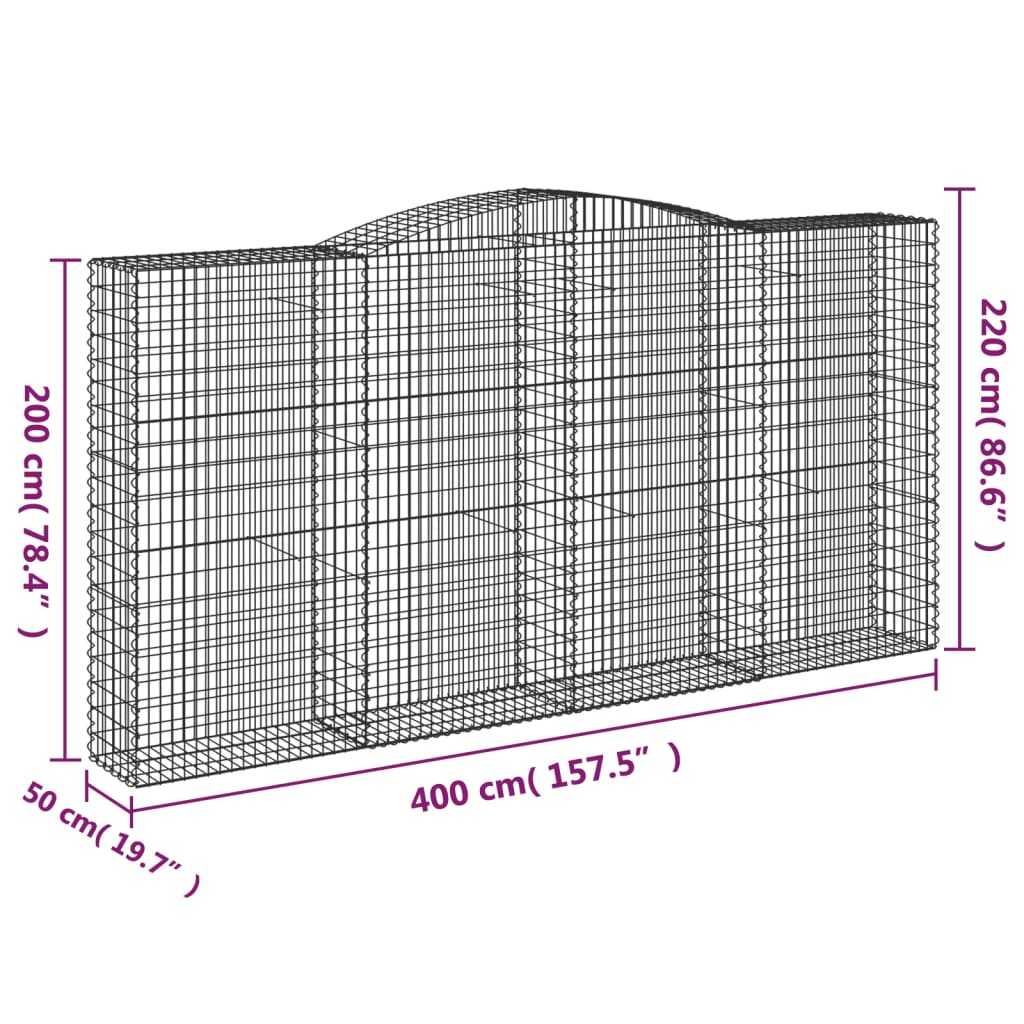 Lučne gabionske košare 8 kom 400x50x200/220cm pocinčano željezo