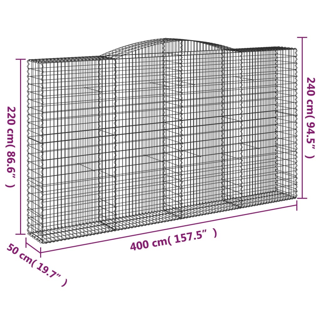 Lučne gabionske košare 3 kom 400x50x220/240cm pocinčano željezo