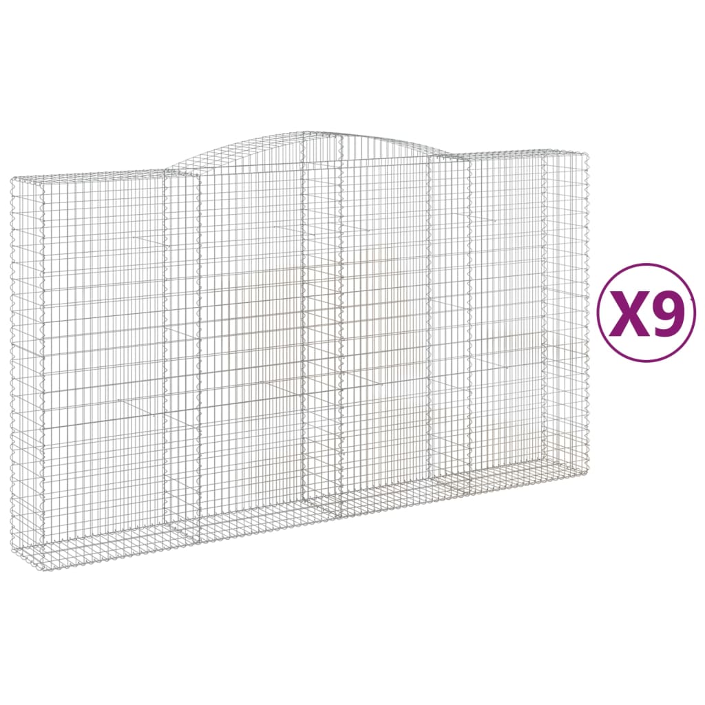 Lučne gabionske košare 9 kom 400x50x220/240cm pocinčano željezo