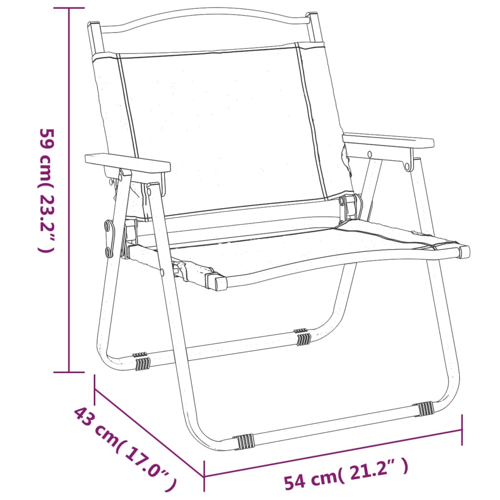 Stolice za kampiranje 2 kom crne 54x43x59 cm od tkanine Oxford