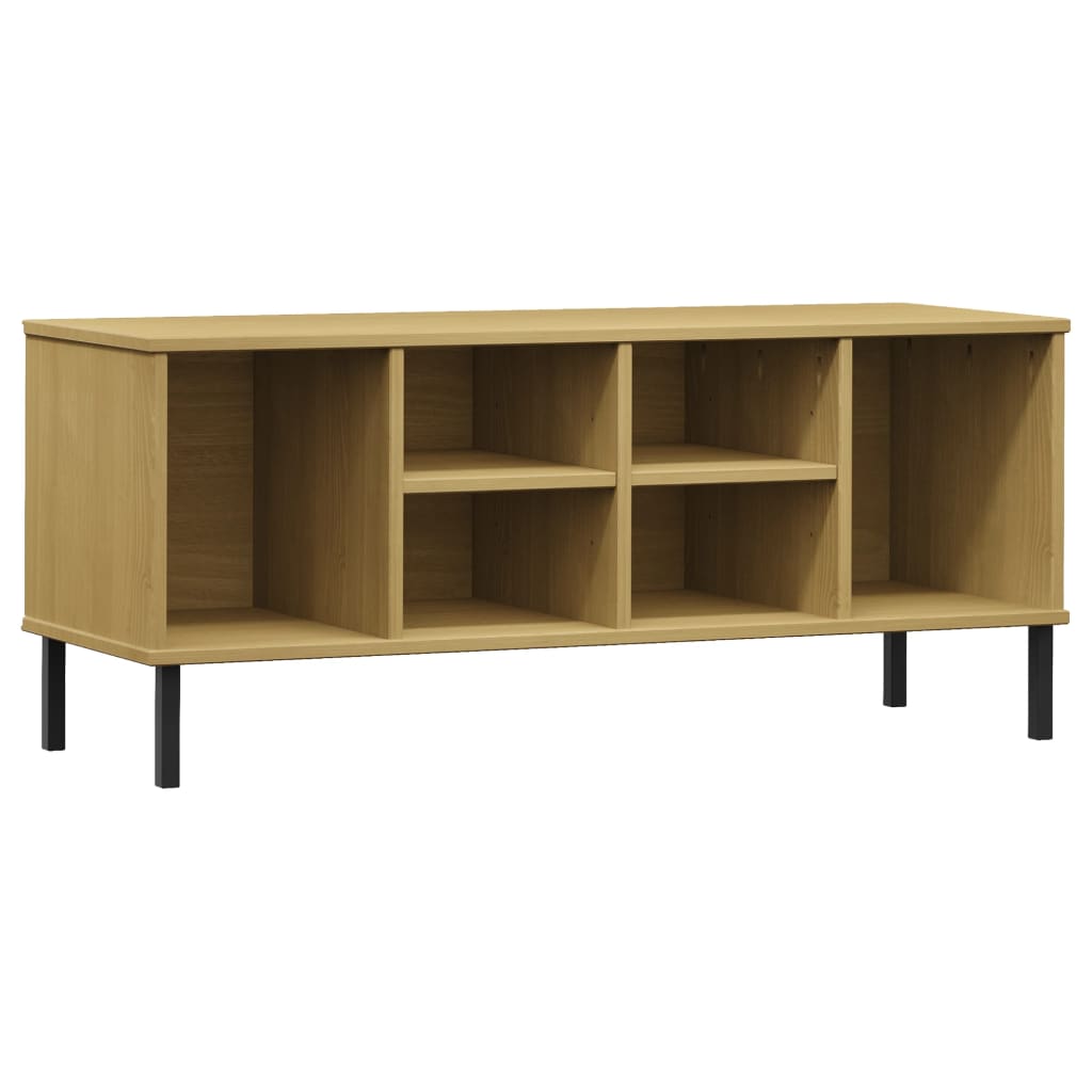 Stalak za cipele metalne noge smeđi 106x35x45 cm drveni OSLO