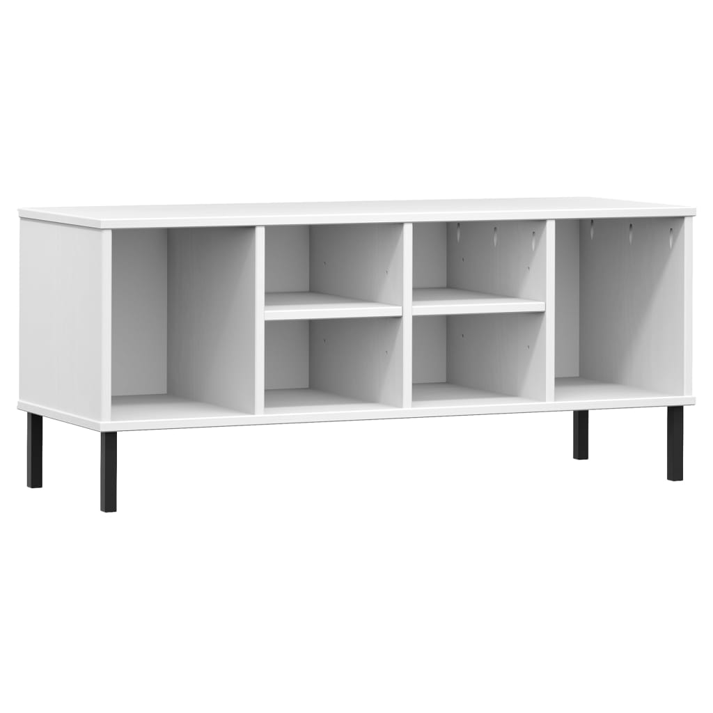 Stalak za cipele metalne noge bijeli 106x35x45 cm drveni OSLO