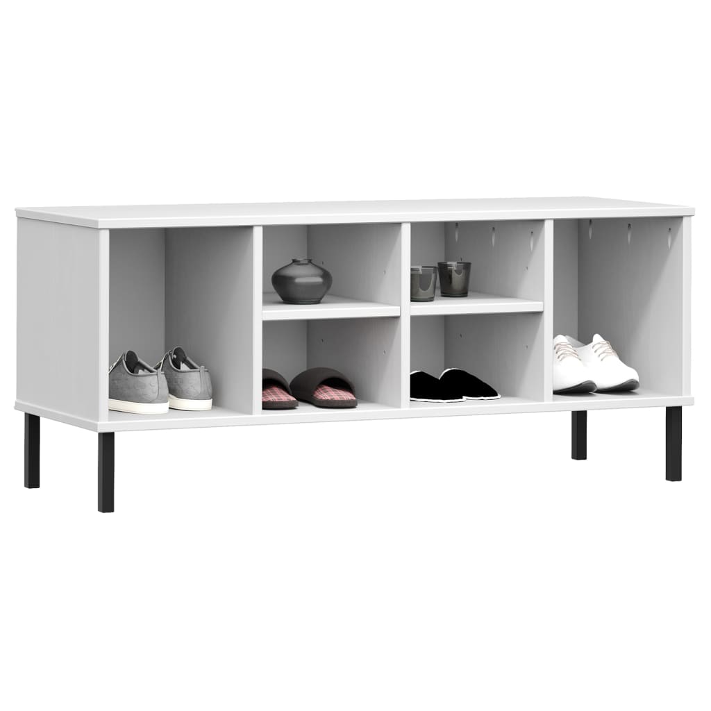 Stalak za cipele metalne noge bijeli 106x35x45 cm drveni OSLO