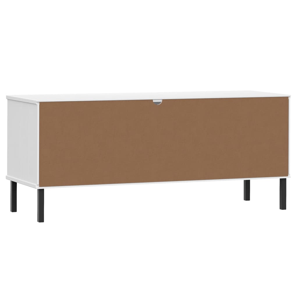 Stalak za cipele metalne noge bijeli 106x35x45 cm drveni OSLO