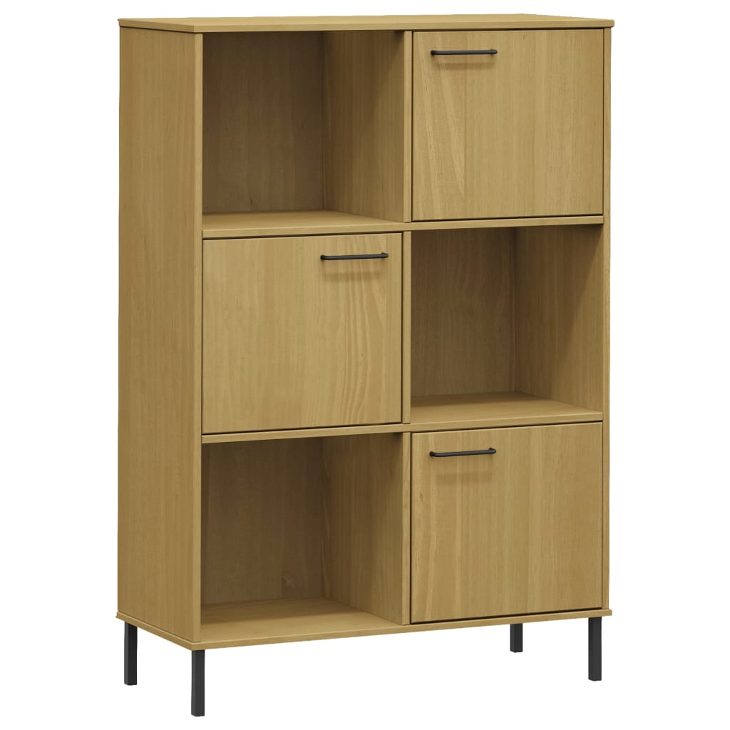 Regal za knjige metalne noge smeđi 90x35x128,5 cm drveni OSLO