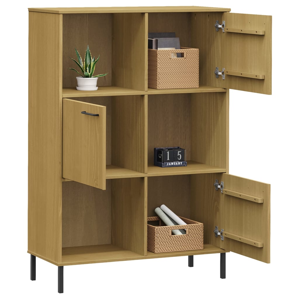 Regal za knjige metalne noge smeđi 90x35x128,5 cm drveni OSLO