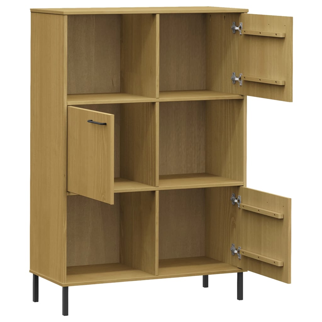 Regal za knjige metalne noge smeđi 90x35x128,5 cm drveni OSLO