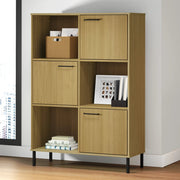 Regal za knjige metalne noge smeđi 90x35x128,5 cm drveni OSLO