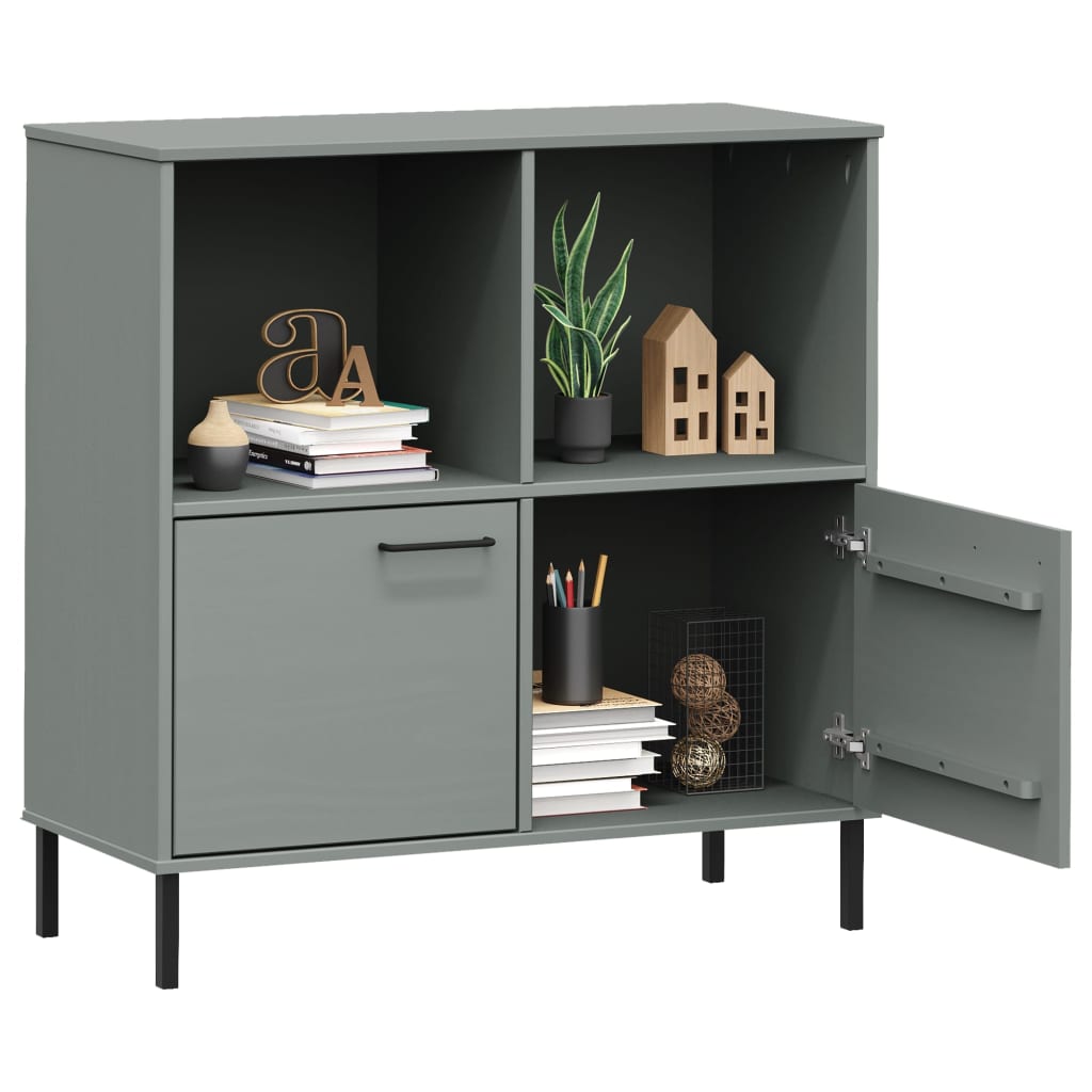 Regal za knjige s metalnim nogama sivi 90x35x90,5 cm drvo OSLO