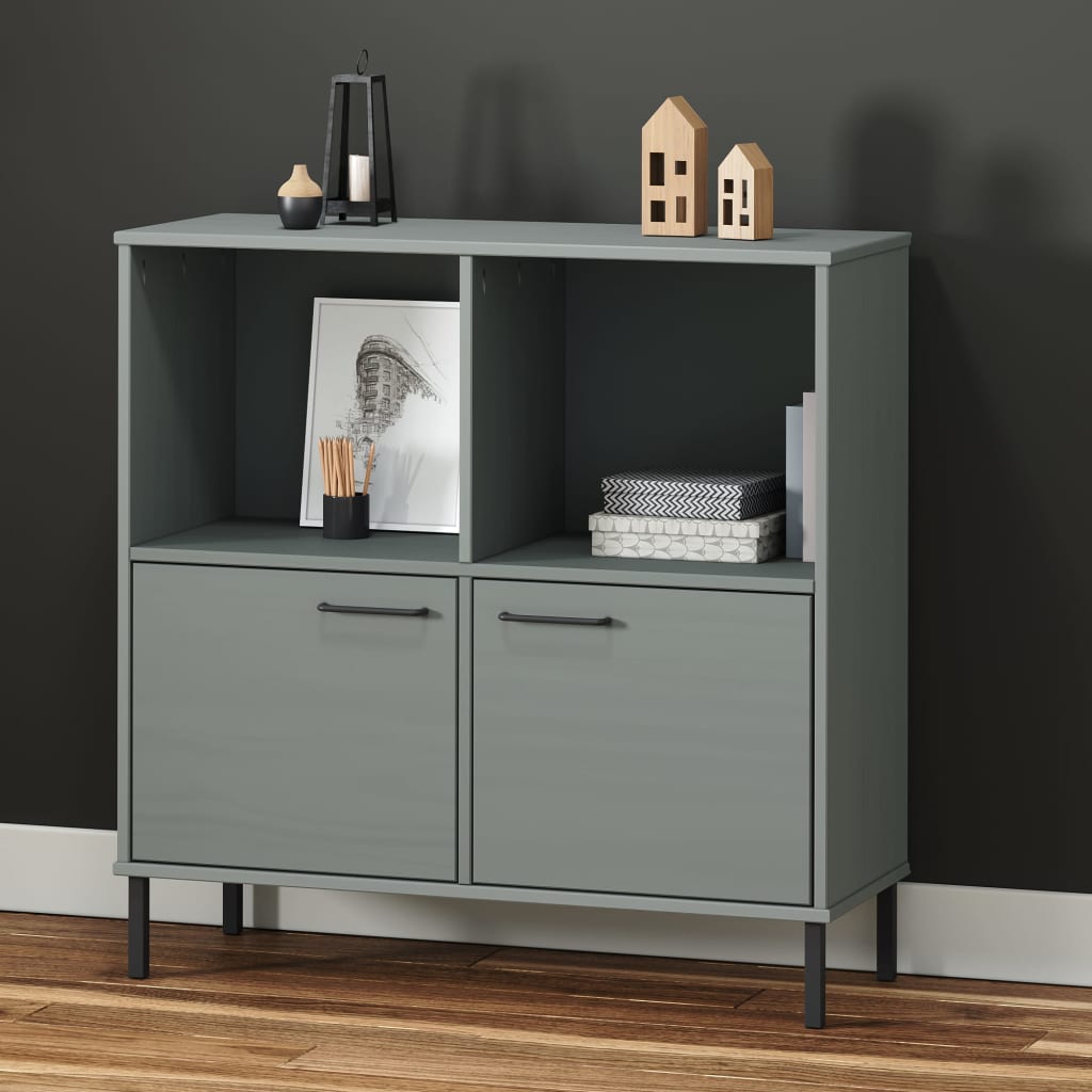Regal za knjige s metalnim nogama sivi 90x35x90,5 cm drvo OSLO