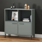 Regal za knjige s metalnim nogama sivi 90x35x90,5 cm drvo OSLO