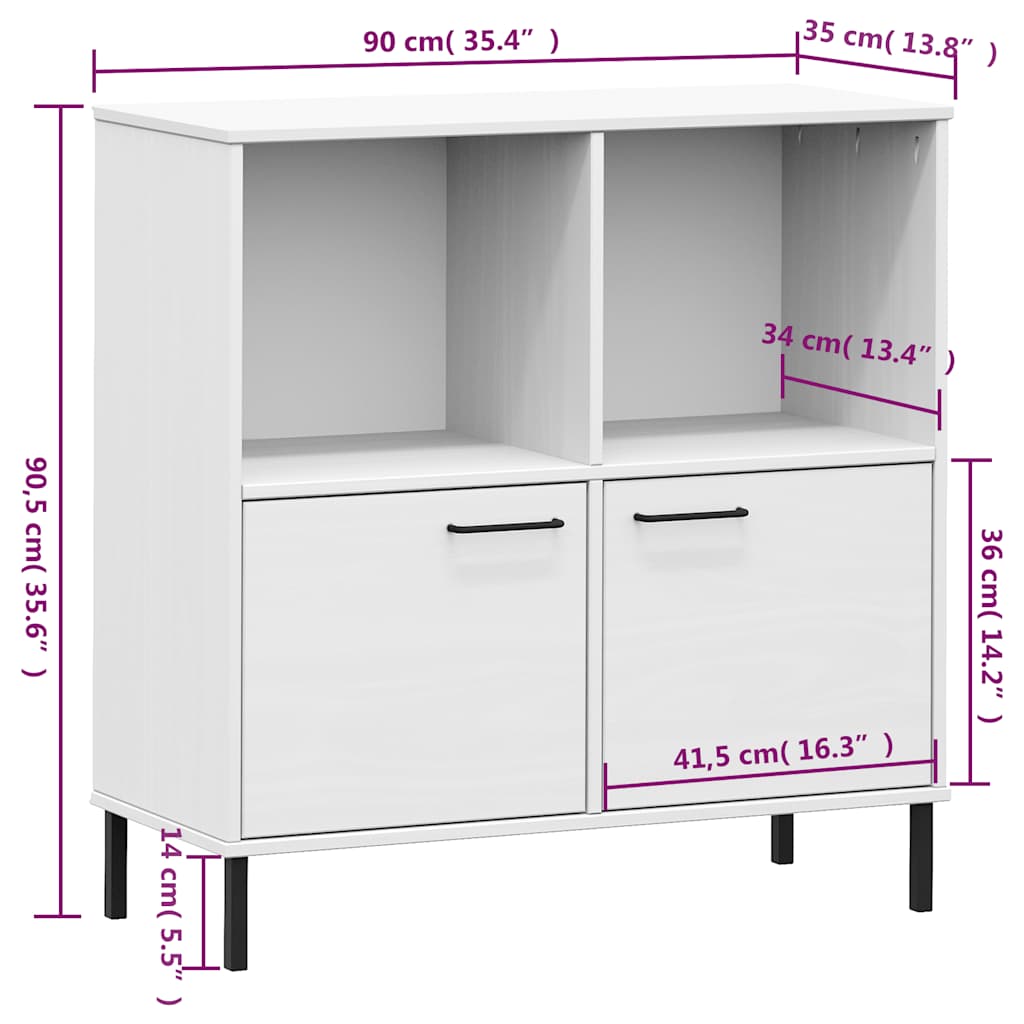 Regal za knjige bijeli 90x35x90,5 cm drveni OSLO