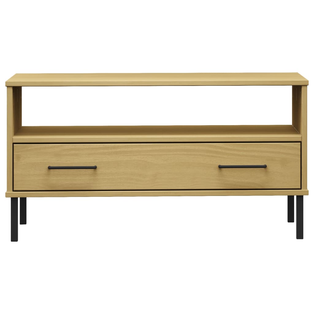 Stolić za kavu s metalnim nogama smeđi 85x50x45 cm drveni OSLO