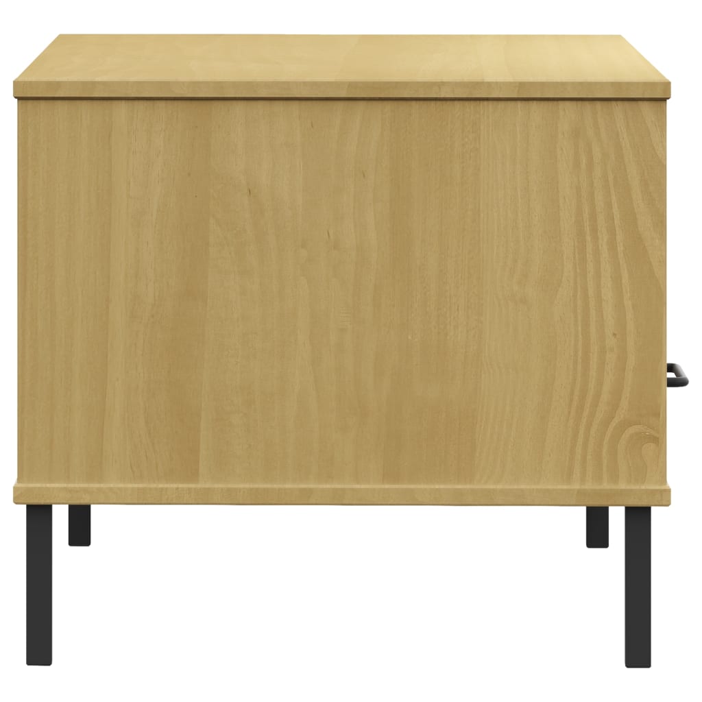 Stolić za kavu s metalnim nogama smeđi 85x50x45 cm drveni OSLO