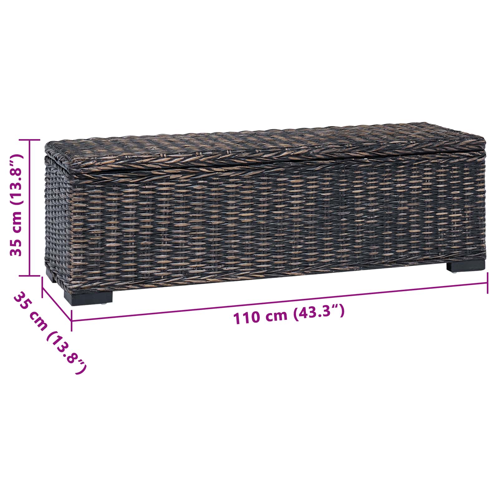 Kutija za spremanje s pohranom Crna 110 x 35 x 45 cm