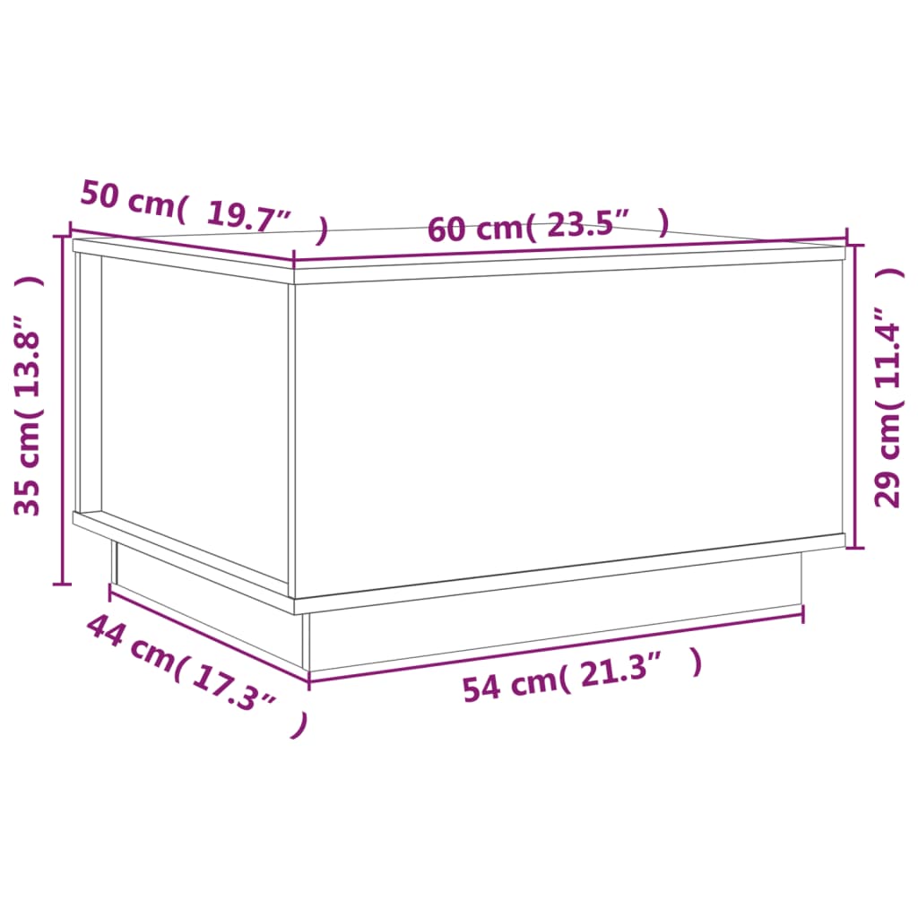 Stolić za kavu sivi 60 x 50 x 35 cm od masivne borovine