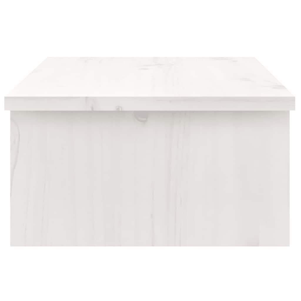Stalak za monitor bijeli 50 x 27 x 15 cm od masivne borovine