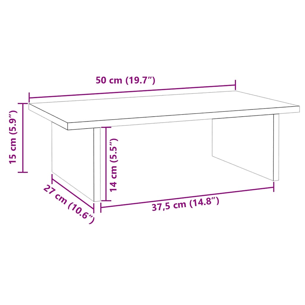 Stalak za monitor bijeli 50 x 27 x 15 cm od masivne borovine