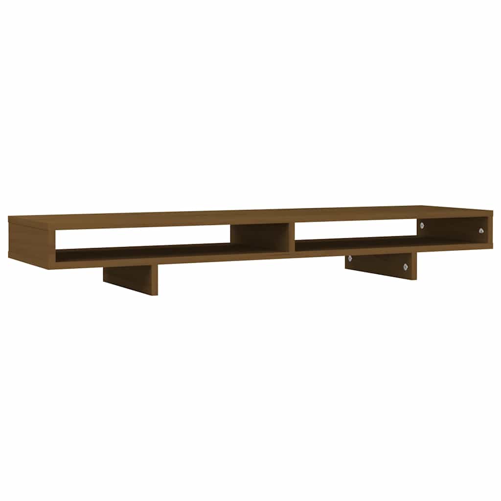 Stalak za monitor boja meda 100x27x14 cm od masivne borovine