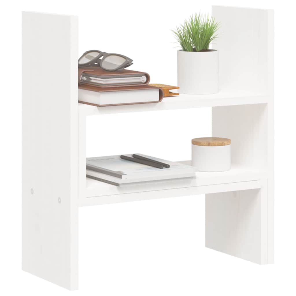 Stalak za monitor bijeli (39-72) x 17 x 43 cm masivna borovina