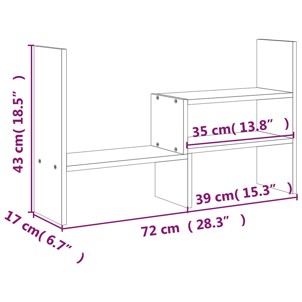 Stalak za monitor bijeli (39-72) x 17 x 43 cm masivna borovina