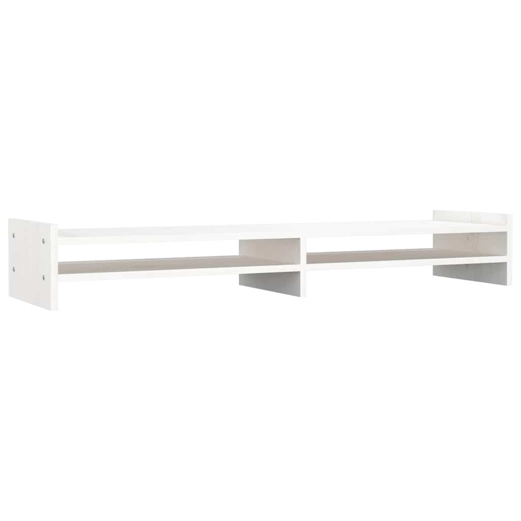 Stalak za monitor bijeli 100x27x15 cm od masivne borovine